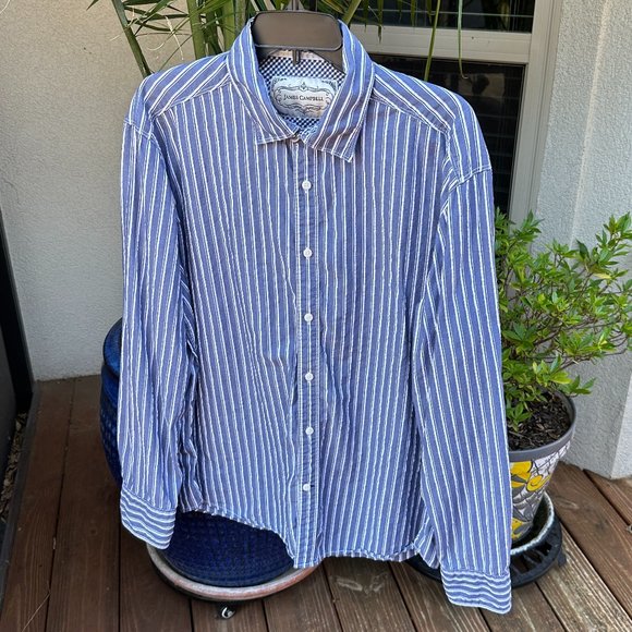 JAMES CAMPBELL Stripe Shirt with Contrasting Cuffs - XL - Picture 1 of 9